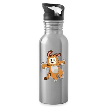 Hund Hasenohren - Trinkflasche mit integriertem Trinkhalm - Lightsilver - Rechts