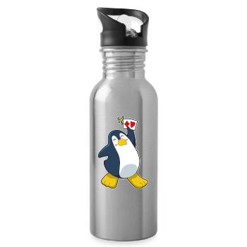 Cartes de poker Penguin Poker - Gourde avec paille intégrée - argent clair - Droite