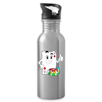 Poker Pokerchips Pokerkarten - Trinkflasche mit integriertem Trinkhalm - Lightsilver - Rechts