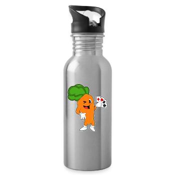 Karotte Poker Pokerkarten - Trinkflasche mit integriertem Trinkhalm - Lightsilver - Rechts