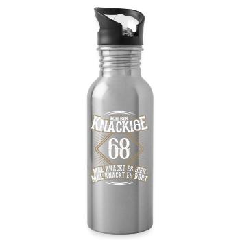 68. Geburtstag Lustig Geschenk - Trinkflasche mit integriertem Trinkhalm - Lightsilver - Rechts