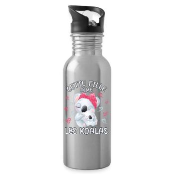 Dieses Mädchen Liebt Koalas - Trinkflasche mit integriertem Trinkhalm - Lightsilver - Rechts
