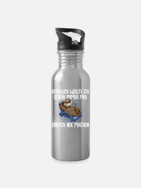 Faultier Beruf - Trinkflasche mit integriertem Trinkhalm - Lightsilver