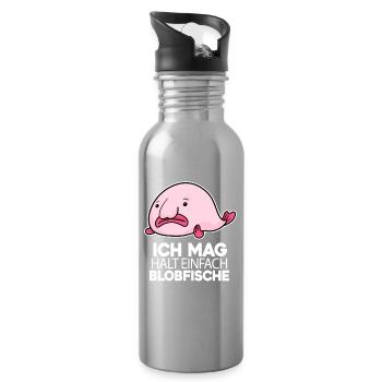 Blobfisch - Trinkflasche mit integriertem Trinkhalm - Lightsilver - Rechts