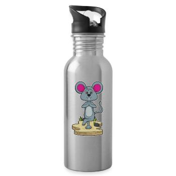 Mouse Yoga Fitness Gymnastics - Water bottle with straw - silver - Right