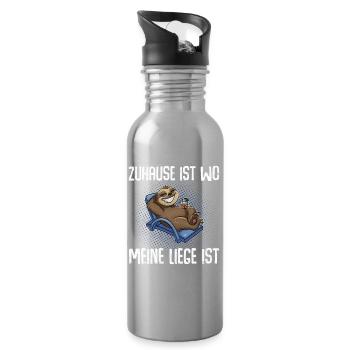 Zuhause Ist Wo Meine Liege Ist Urlaub Urlauber - Trinkflasche mit integriertem Trinkhalm - Lightsilver - Rechts