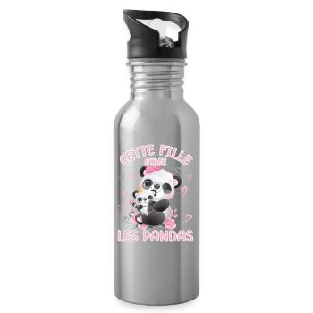 Dieses Mädchen Liebt Pandas - Trinkflasche mit integriertem Trinkhalm - Lightsilver - Rechts