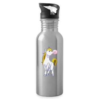 Einhorn Kaugummi - Trinkflasche mit integriertem Trinkhalm - Lightsilver - Rechts