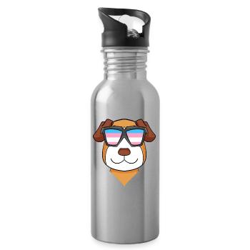 Transgender Jack Russell Terrier Hund - Trinkflasche mit integriertem Trinkhalm - Lightsilver - Rechts