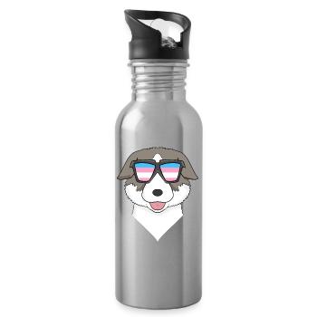 Transgender Thai Bangkaew Dog - Trinkflasche mit integriertem Trinkhalm - Lightsilver - Rechts