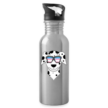 Transgender Dalmatiner Hund - Hund mit Brille - Trinkflasche mit integriertem Trinkhalm - Lightsilver - Rechts