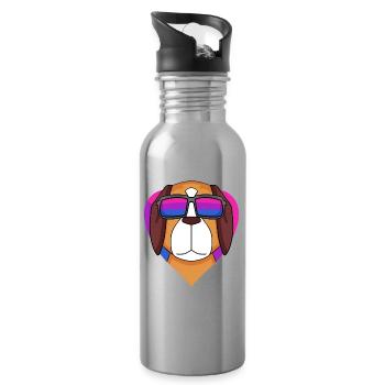 Bisexuell Bernhardiner Hund - Hund mit Brille - Trinkflasche mit integriertem Trinkhalm - Lightsilver - Rechts