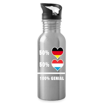 Allemagne et Luxembourg 100 % génie / cadeau - Gourde avec paille intégrée - argent clair - Droite