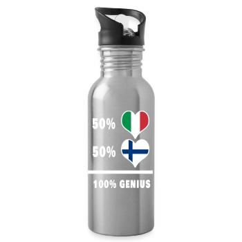 Italien und Finnland genial / Geschenk - Trinkflasche mit integriertem Trinkhalm - Lightsilver - Rechts