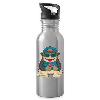 Cartes de poker Monkey Poker - Gourde avec paille intégrée - argent clair - Droite
