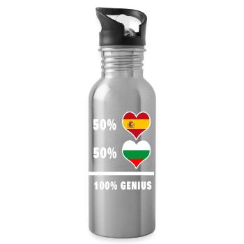 Bulgarien und Spanien genial / Geschenk - Trinkflasche mit integriertem Trinkhalm - Lightsilver - Rechts