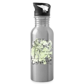 DarssCoast - Leuchtturm, See you on the Lighthouse - Trinkflasche mit integriertem Trinkhalm - Lightsilver - Rechts