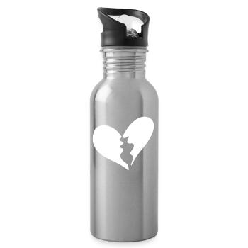 Gebrochenes Herz - Trinkflasche mit integriertem Trinkhalm - Lightsilver - Rechts