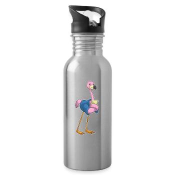 Flamingo Sekretärin Büro - Trinkflasche mit integriertem Trinkhalm - Lightsilver - Rechts
