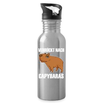 Capybara Wasserschwein - Trinkflasche mit integriertem Trinkhalm - Lightsilver - Rechts