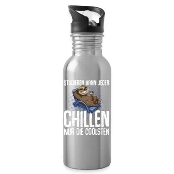 Studieren Kann Jeder Chillen Nur Die Coolsten - Trinkflasche mit integriertem Trinkhalm - Lightsilver - Rechts
