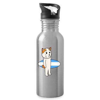 Planche de surf Chat Japonais Bobtail Surfing Cadeau - Gourde avec paille intégrée - argent clair - Droite