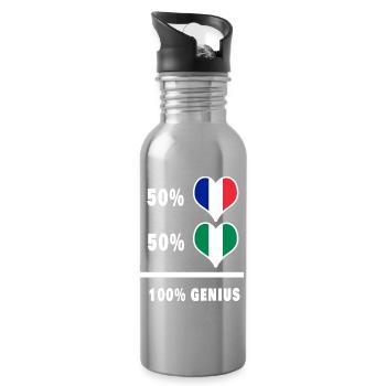 La France et le Nigéria génie / cadeau - Gourde avec paille intégrée - argent clair - Droite