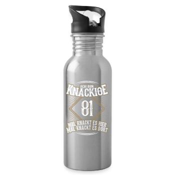 81. Geburtstag Lustig Geschenk - Trinkflasche mit integriertem Trinkhalm - Lightsilver - Rechts