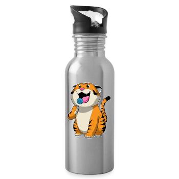 Sucette tigre - Gourde avec paille intégrée - argent clair - Droite