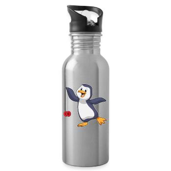 Yo-Yo Pingouin - Gourde avec paille intégrée - argent clair - Droite