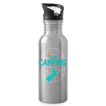 Camping Camper Campen Team - Water bottle with straw - silver - Right