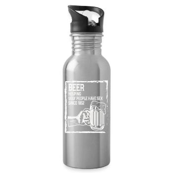 Beer Drinker Beer Drinking Booze Tour Men - Water bottle with straw - silver - Right