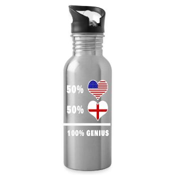 England and USA Genius / gift - Water bottle with straw - silver - Right