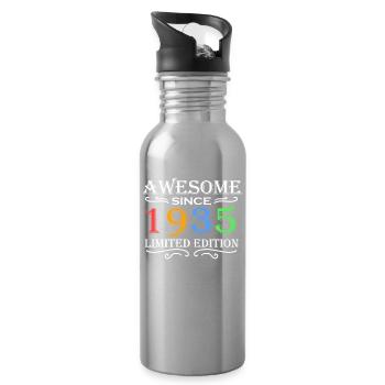 1935 - Born 1935 - Fantastic since 1935 - Water bottle with straw - silver - Right
