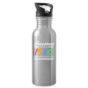 1980 - Born 1980 - Fantastic since 1980 - Water bottle with straw - silver - Right