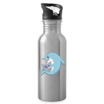 Dolphin Pearl - Water bottle with straw - silver - Right