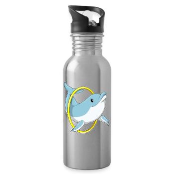 Dolphin with ring - Water bottle with straw - silver - Right