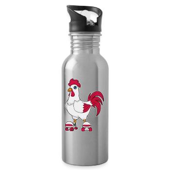 Hahn Rollschuhfahren Rollschuhe - Trinkflasche mit integriertem Trinkhalm - Lightsilver - Rechts