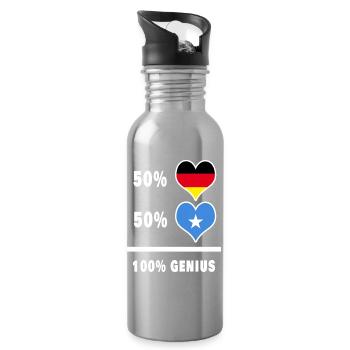 Deutschland und Somalia 100% Genial / Geschenk - Trinkflasche mit integriertem Trinkhalm - Lightsilver - Rechts