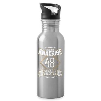 48. Geburtstag Lustig Geschenk - Trinkflasche mit integriertem Trinkhalm - Lightsilver - Rechts
