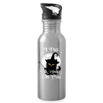 I Put A Spell On You Wuschelige Katze Zauberstab - Trinkflasche mit integriertem Trinkhalm - Lightsilver - Rechts