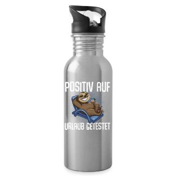 Positiv Auf Urlaub Getestet - Trinkflasche mit integriertem Trinkhalm - Lightsilver - Rechts
