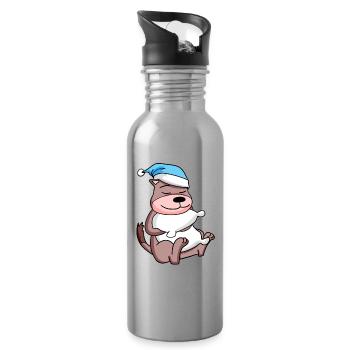 Weasel with pillow and sleeping cap - Water bottle with straw - silver - Right