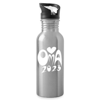 Oma 2023 - Werdende Oma 2023 Schwanger - Trinkflasche mit integriertem Trinkhalm - Lightsilver - Rechts