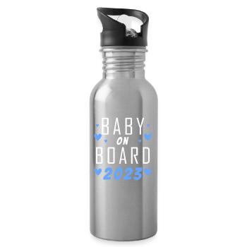 Bébé 2023 Fils enceinte 2023 Grossesse - Gourde avec paille intégrée - argent clair - Droite