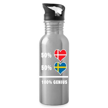 Dänemark und Schweden Genial / Geschenk - Trinkflasche mit integriertem Trinkhalm - Lightsilver - Rechts
