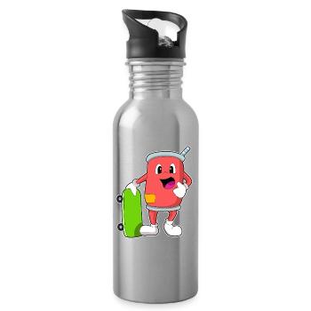 Can Skater Skateboard - Water bottle with straw - silver - Right