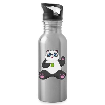 Panda Mug - Water bottle with straw - silver - Right