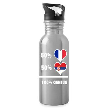 La France et la Serbie génie / cadeau - Gourde avec paille intégrée - argent clair - Droite