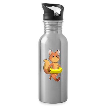 Fuchs Schwimmen Schwimmring Sommer - Trinkflasche mit integriertem Trinkhalm - Lightsilver - Rechts